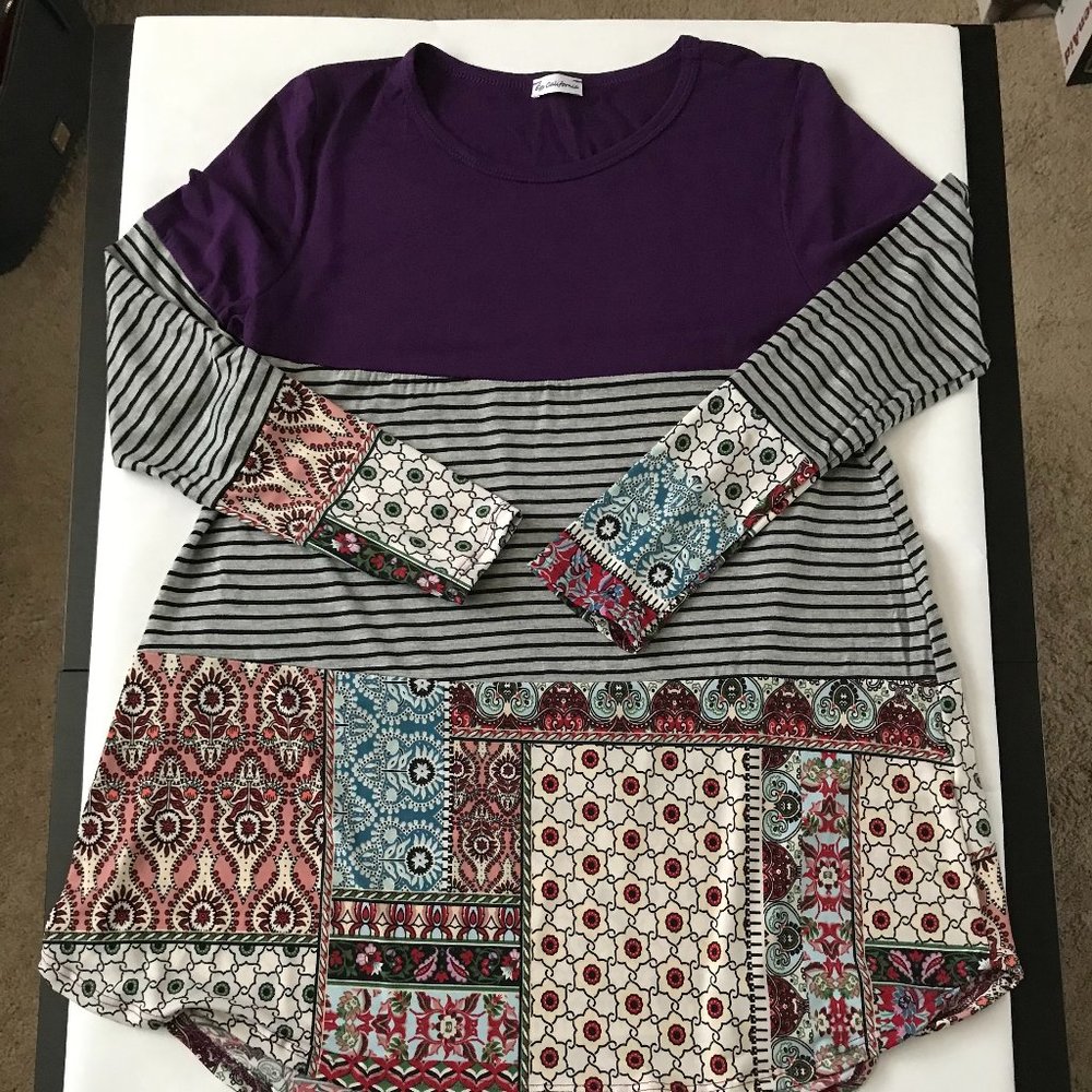 Egs California Mixed Media Hi-Lo Jersey Tunic A-line Size: Small